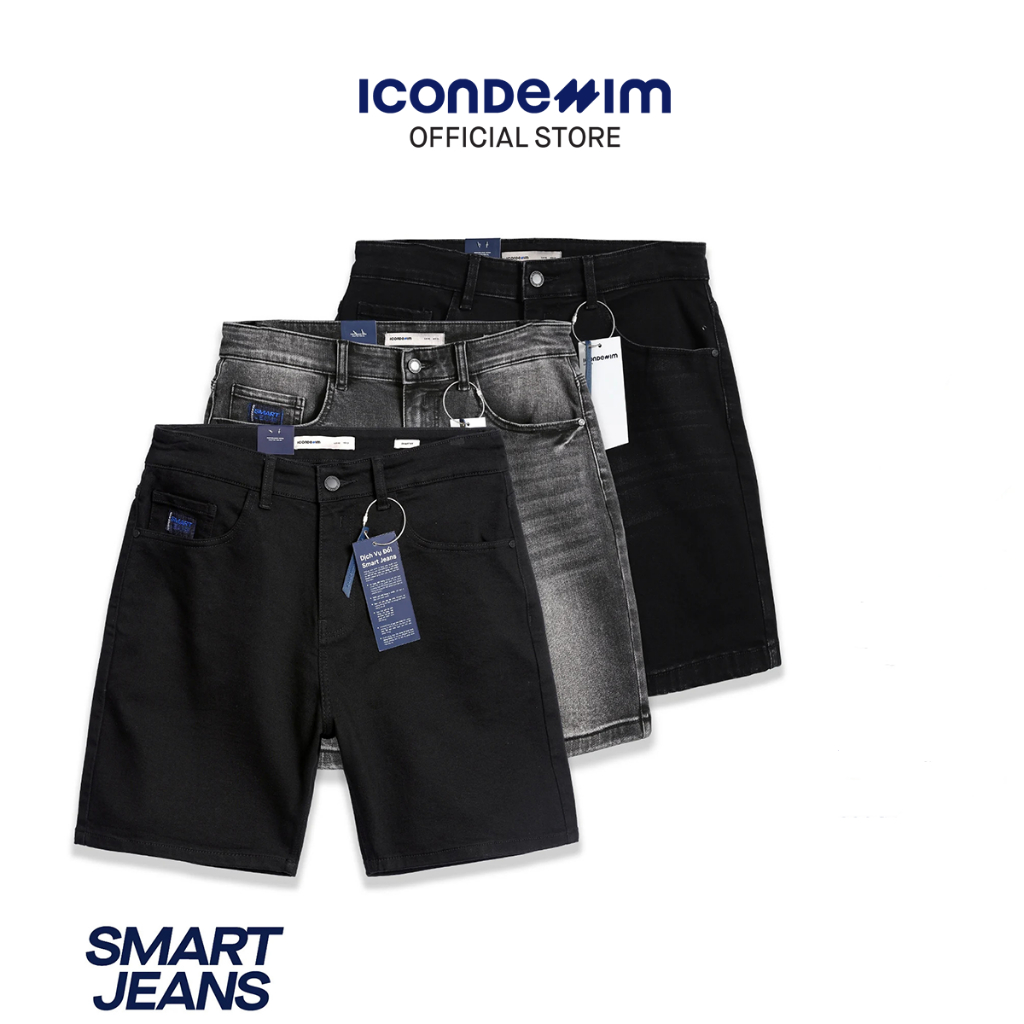 Quần Shorts Smart Jeans ICONDENIM Black-Grey Smart Fit QSID0145