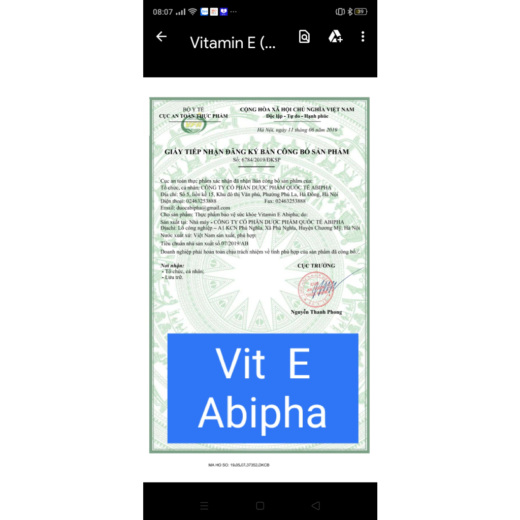 VITAMIN E Abipha Hộp 30 viên hạn chế lão hóa giúp làm đẹp da..