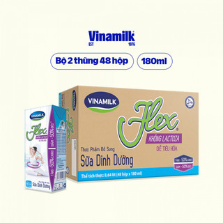 2 Thùng Sữa tiệt trùng Flex không Lactose 180ml 48 Hộp/thùng