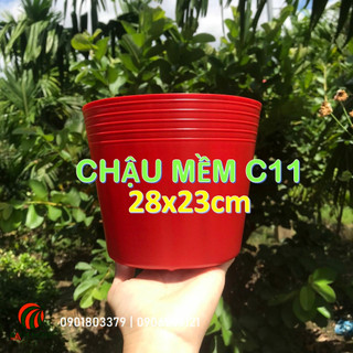100 chậu nhựa mềm đỏ c11 chậu trồng hoa vạn thọ