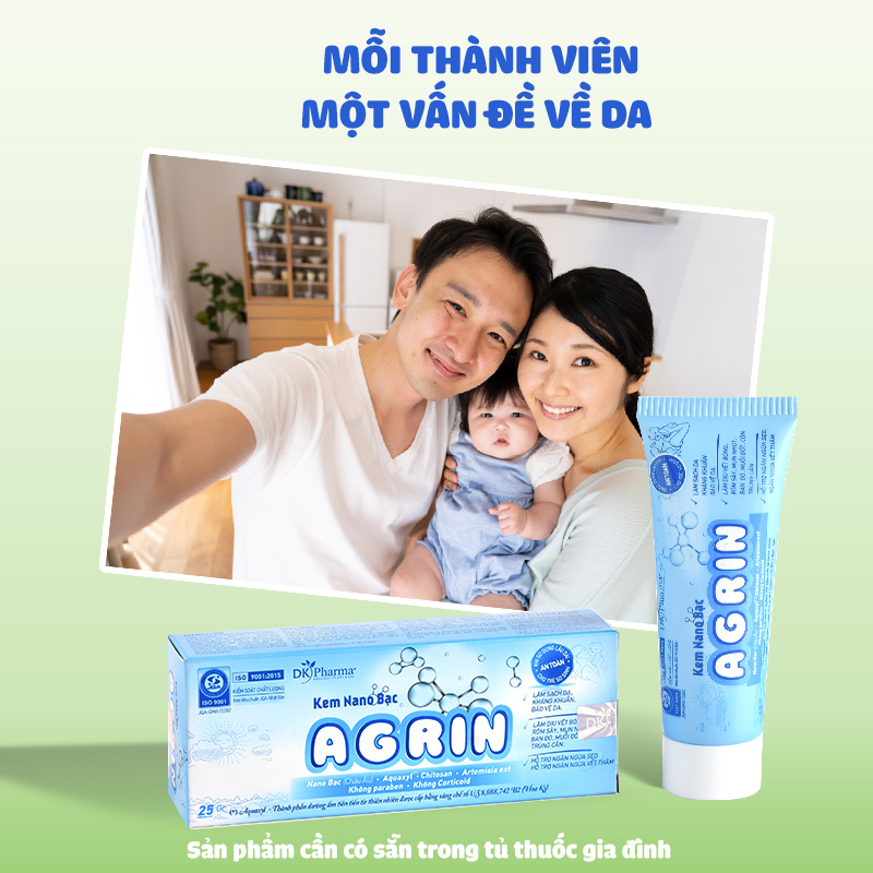 Kem Đa Năng Nano Bạc Agrin Dk Pharma loại 25g - Làm Dịu Vết Rôm Sảy, Hăm Tã, Côn Trùng Cắn