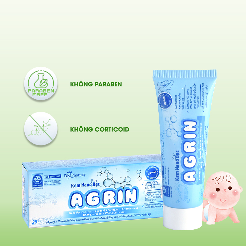 Kem Đa Năng Nano Bạc Agrin Dk Pharma loại 25g - Làm Dịu Vết Rôm Sảy, Hăm Tã, Côn Trùng Cắn