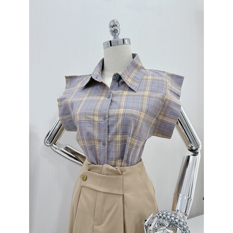 Set áo kẻ + Chân váy midi nâu