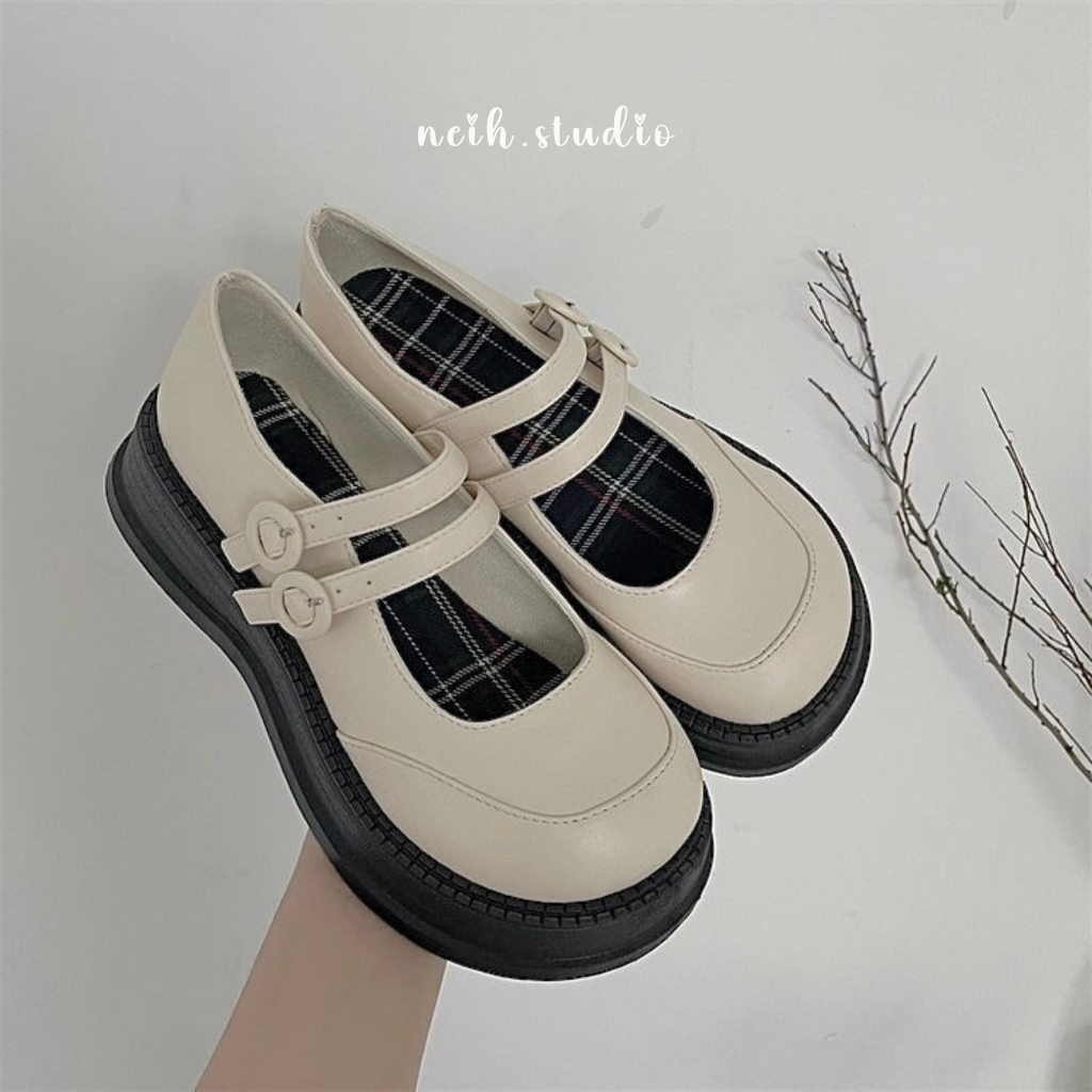 Giày Mary Jane giày da hai quai phong cách cổ điển dành cho nữ neih.studio