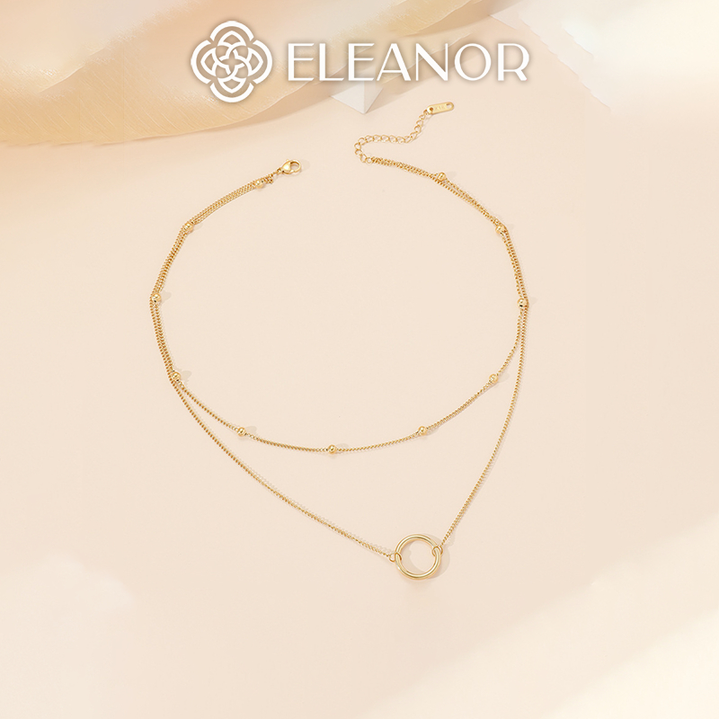 Dây chuyền nữ layer titan Eleanor Accessories mặt hình tròn phụ kiện trang sức 6139
