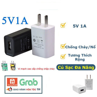 Củ sạc USB 5V 1A sạc an toàn, củ sạc nhanh điện thoại cổng USB, cục sạc đèn pin, quạt tích điện, nguồn cho đèn