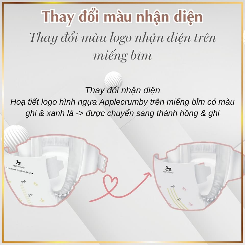 Bỉm dán/quần 𝐀𝐏𝐏𝐋𝐄𝐂𝐑𝐔𝐌𝐁𝐘 OverNight VERSION 2023 Malaysia cao cấp cho bé NB20/S23/M21/L19/XL17/XXL15