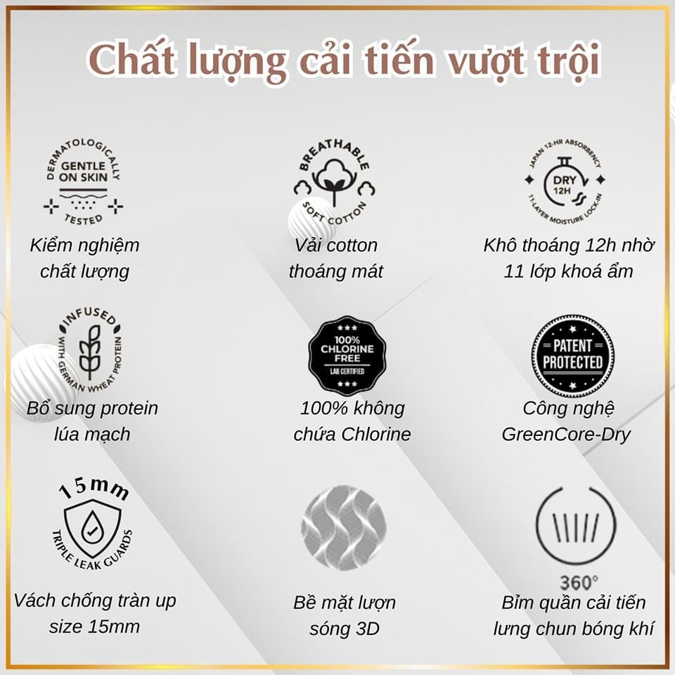Bỉm dán/quần 𝐀𝐏𝐏𝐋𝐄𝐂𝐑𝐔𝐌𝐁𝐘 OverNight VERSION 2023 Malaysia cao cấp cho bé NB20/S23/M21/L19/XL17/XXL15