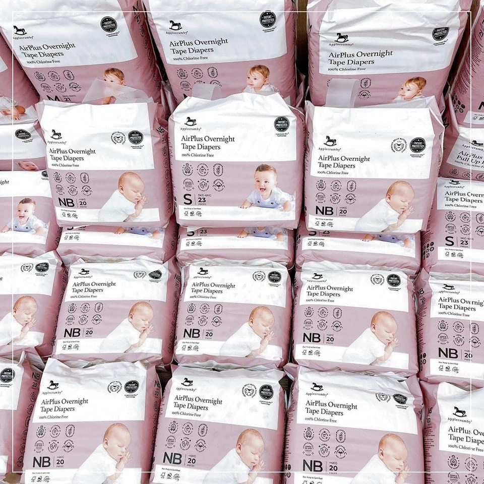 Bỉm dán/quần 𝐀𝐏𝐏𝐋𝐄𝐂𝐑𝐔𝐌𝐁𝐘 OverNight VERSION 2023 Malaysia cao cấp cho bé NB20/S23/M21/L19/XL17/XXL15