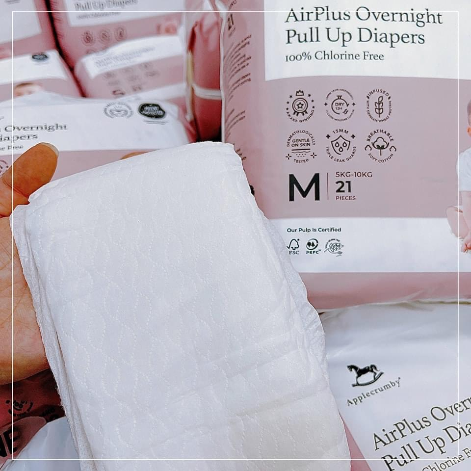 Bỉm dán/quần 𝐀𝐏𝐏𝐋𝐄𝐂𝐑𝐔𝐌𝐁𝐘 OverNight VERSION 2023 Malaysia cao cấp cho bé NB20/S23/M21/L19/XL17/XXL15
