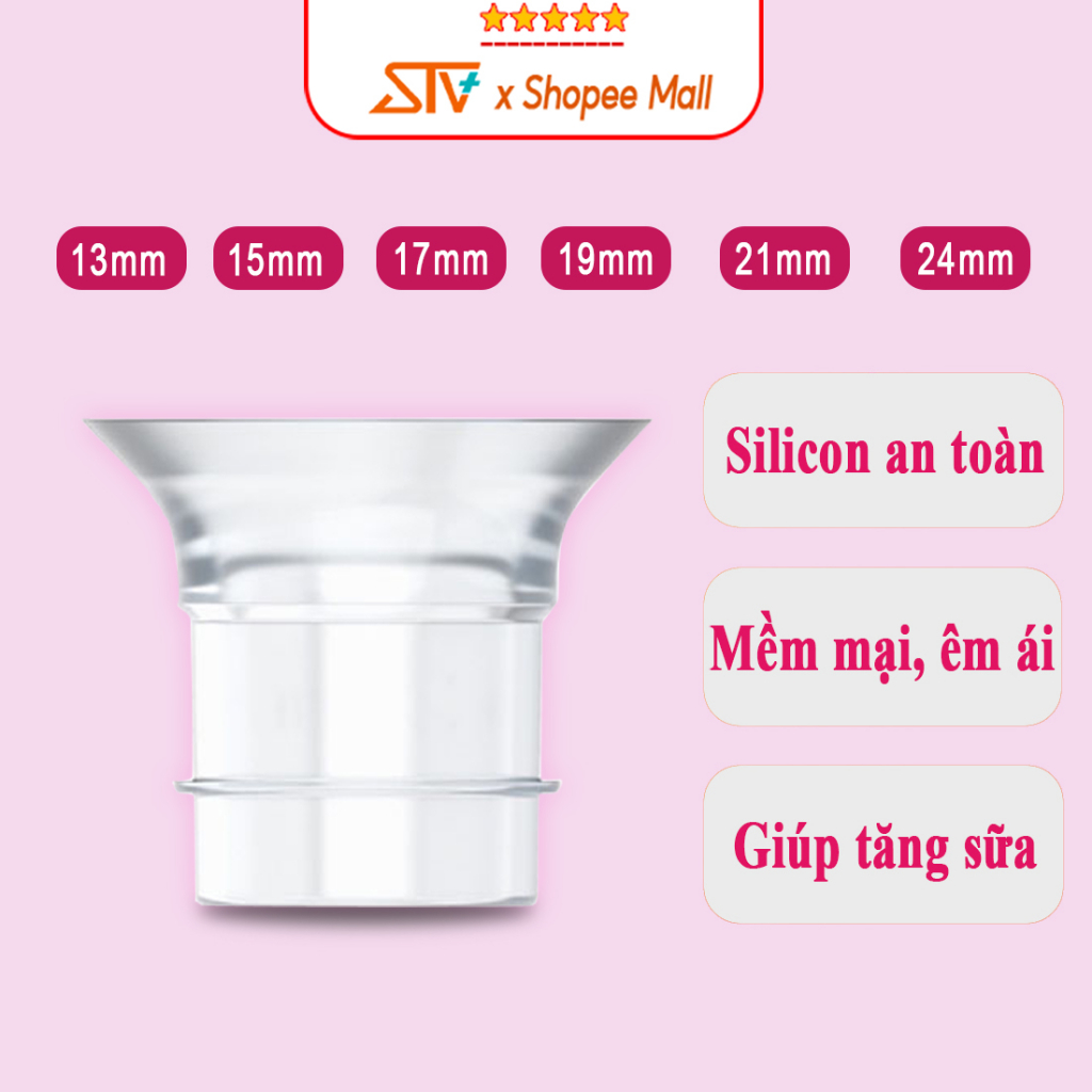 Đệm Giảm Size Phễu 13/15/17/19/21/24mm Tương Thích Tất Cả Phễu Của Máy Hút Sữa, Cup Rảnh Tay, Máy Cầm Tay,..