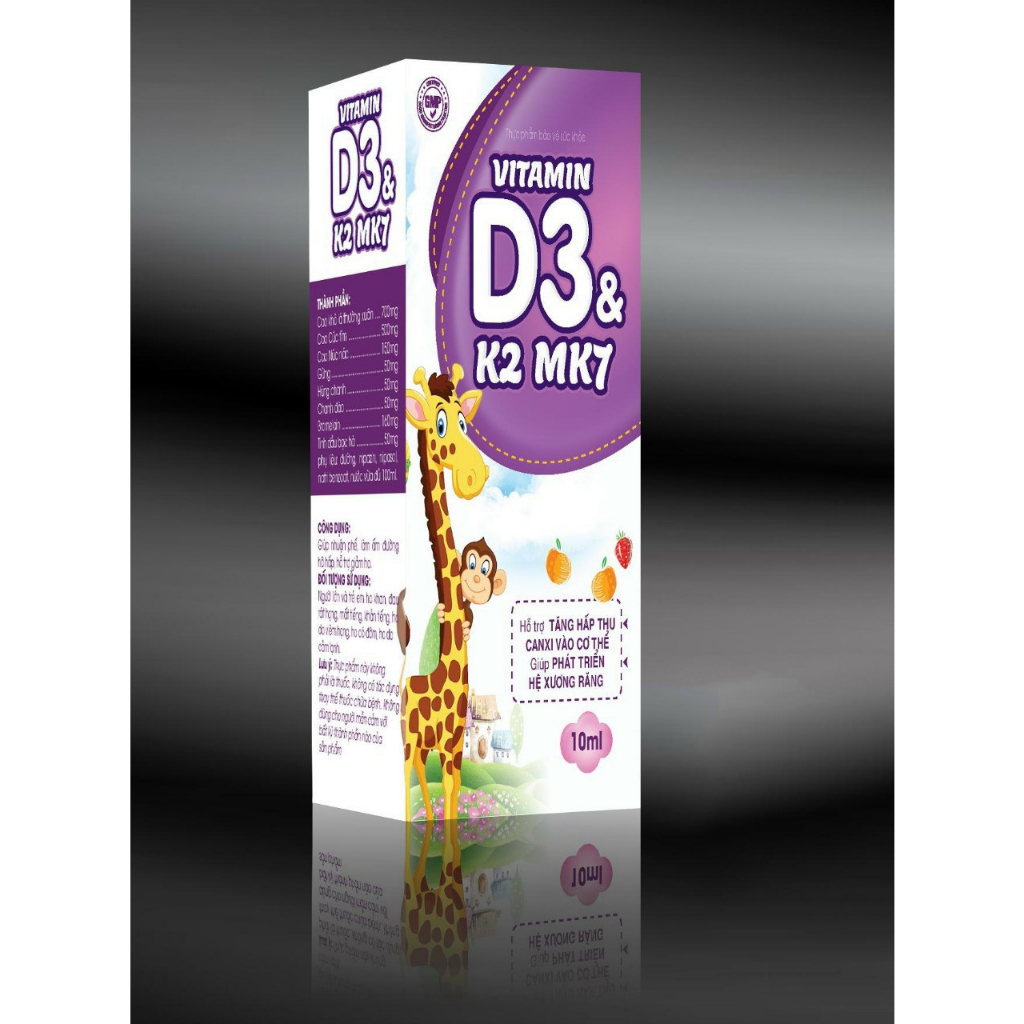 (Chính hãng, giá tốt, hiệu quả) Vitamin D3 & K2 Mk7 nhỏ giọt - Dùng cho trẻ biếng ăn, còi xương, kém hấp thu (lọ 10ml)