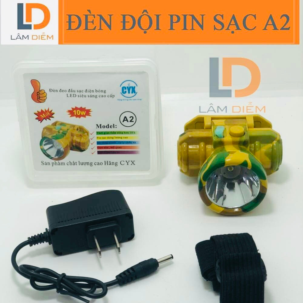 Đèn đội đầu pin sạc led siêu sáng a2