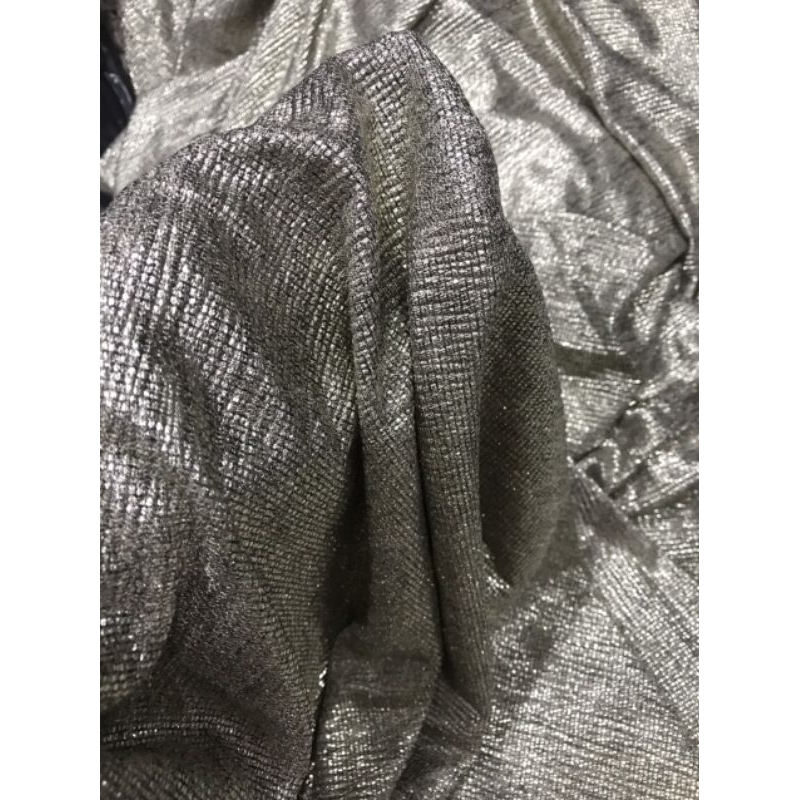 Vải thun nhũ kim tuyến màu bạc co dãn 4 chiều _ may đầm váy áo