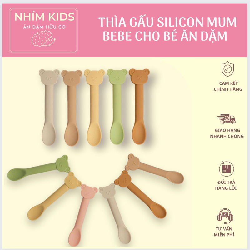 Thìa/muỗng ăn dặm silicone Bluemama nội địa Hàn cho bé