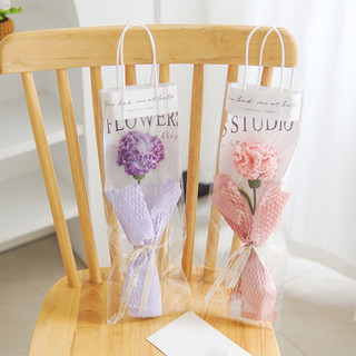 Bó hoa cẩm chướng handmade đan tỉ mỉ bằng sợi len milk cotton 125g