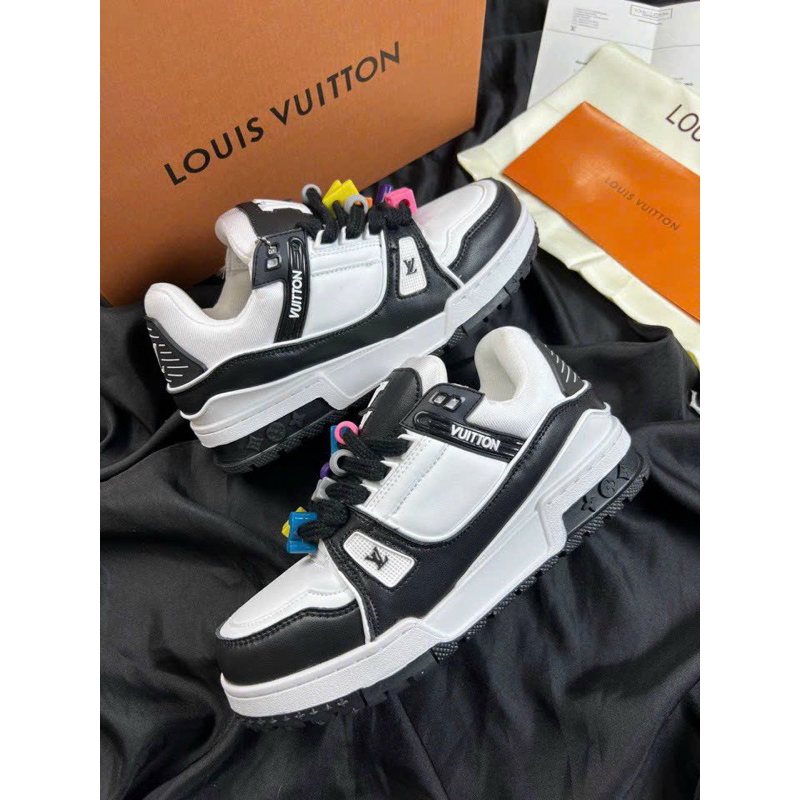 l Hàng Sẵn l Giày Thể Thao L.V Charm Black Bản Cao Cấp Đẹp Nhất Thị Trường Full Bill Box GIÀY LV ĐEN STICK MẪU MỚI
