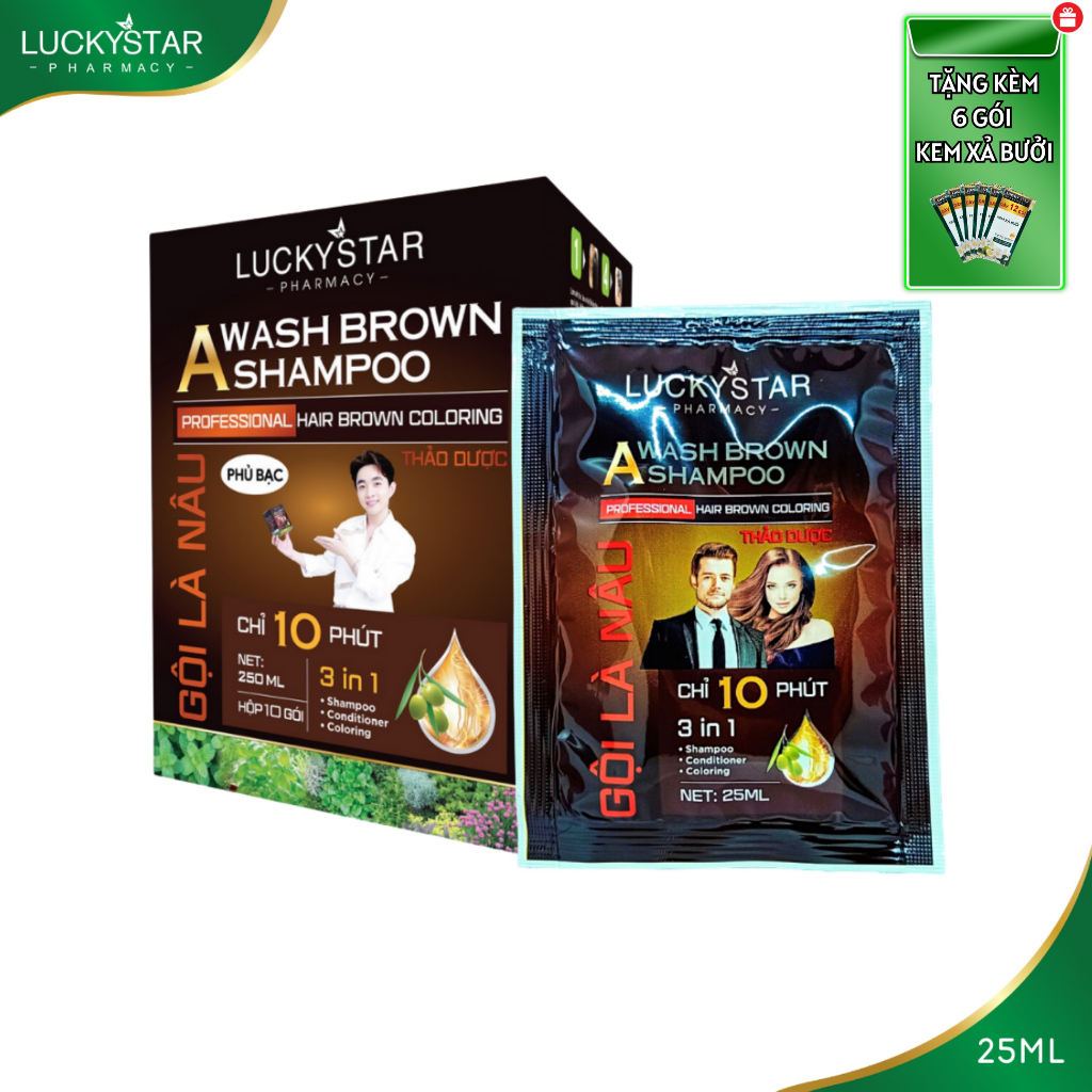 Gội Là Nâu Lucky Star Màu Nâu Đen 250ML/500ML