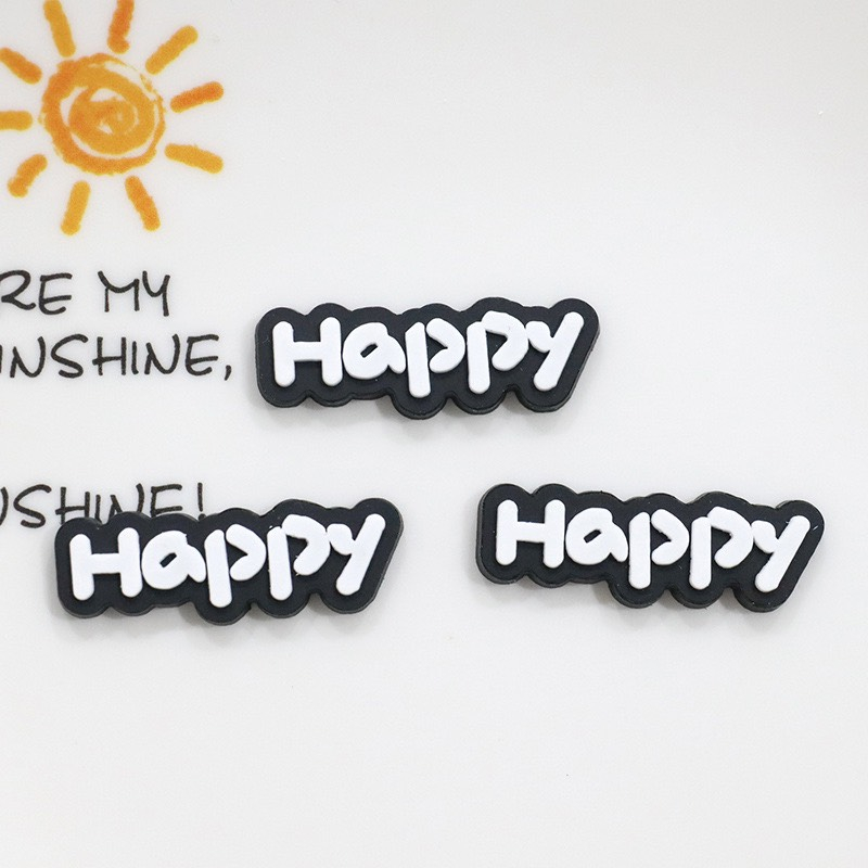 Charm  Nhựa Dẻo PVC/ Dụng Cụ Charm Trang Trí  Hình Chữ Happy Nhiều Màu