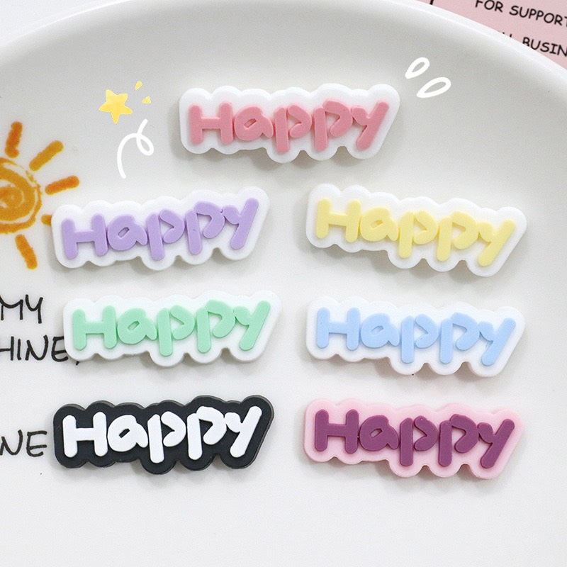 Charm  Nhựa Dẻo PVC/ Dụng Cụ Charm Trang Trí  Hình Chữ Happy Nhiều Màu