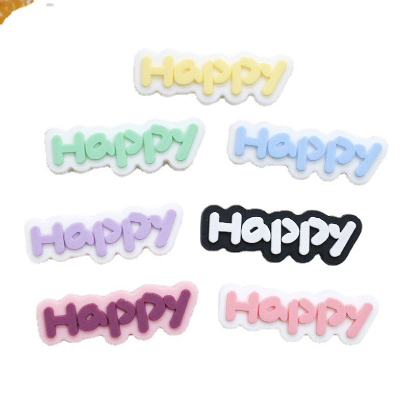 Charm  Nhựa Dẻo PVC/ Dụng Cụ Charm Trang Trí  Hình Chữ Happy Nhiều Màu