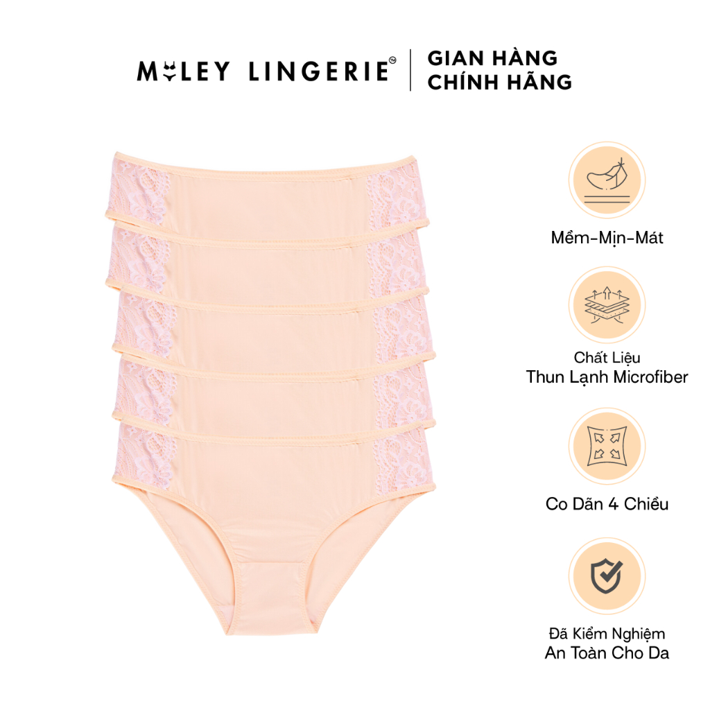 Combo 5 Quần Lót Phối Ren Thun Lạnh Cao Cấp Miley Lingerie FMM0905-Màu Da