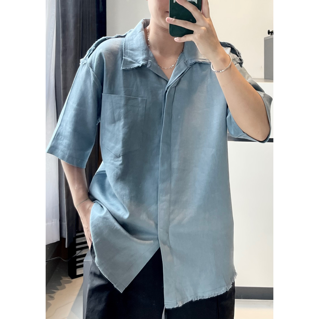 Áo sơmi linen, tay ngắn _OUTLINE SHIRTS - Linen’s KN