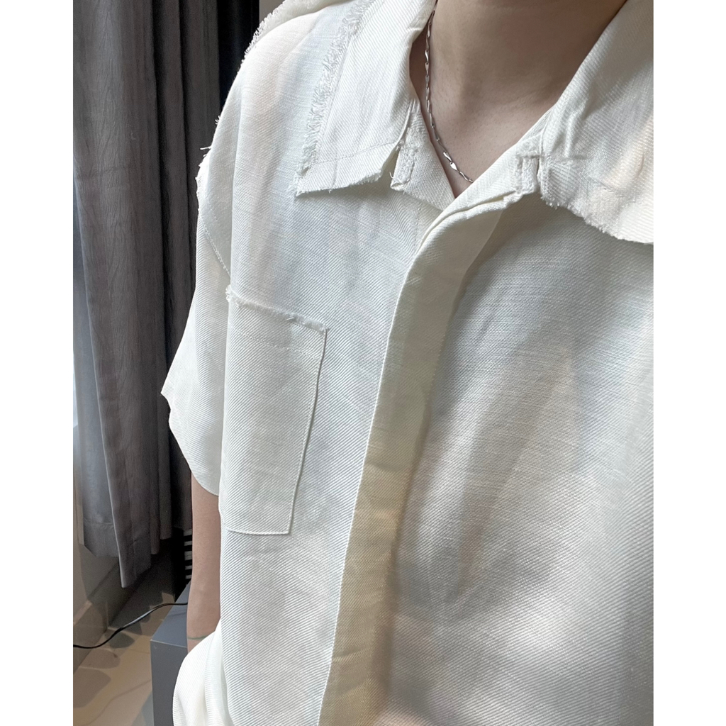 Áo sơmi sọc linen, tay ngắn _OUTLINE SHIRTS - Linen’s KN