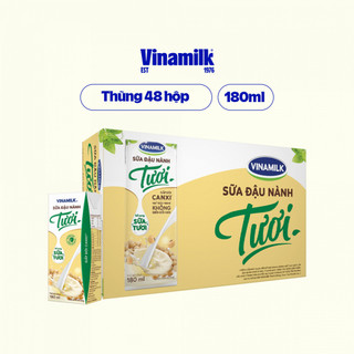 Thùng Sữa đậu nành Tươi Vinamilk 180ml - 48 hộp/Thùng