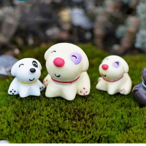 Cún con 2 size lớn nhỏ làm phụ kiện trang trí cây cảnh mini, câu để bàn, sen đá xương rồng làm mô hình