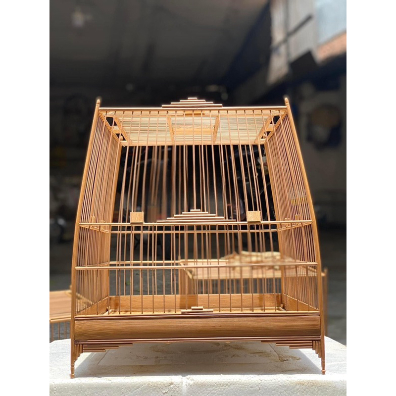 Khung lồng chim chào mào tự giáp chất liệu tre già đã đi kèm pk