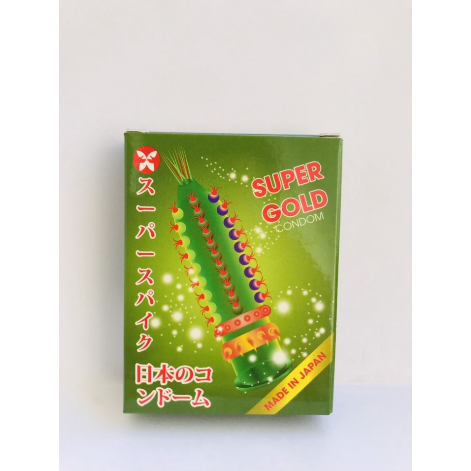 Bao cao su gai bi râu Super Gold, bao cao su bi gân gai lớn kéo dài thời gian quan hệ hộp 2 cái - Safe HN