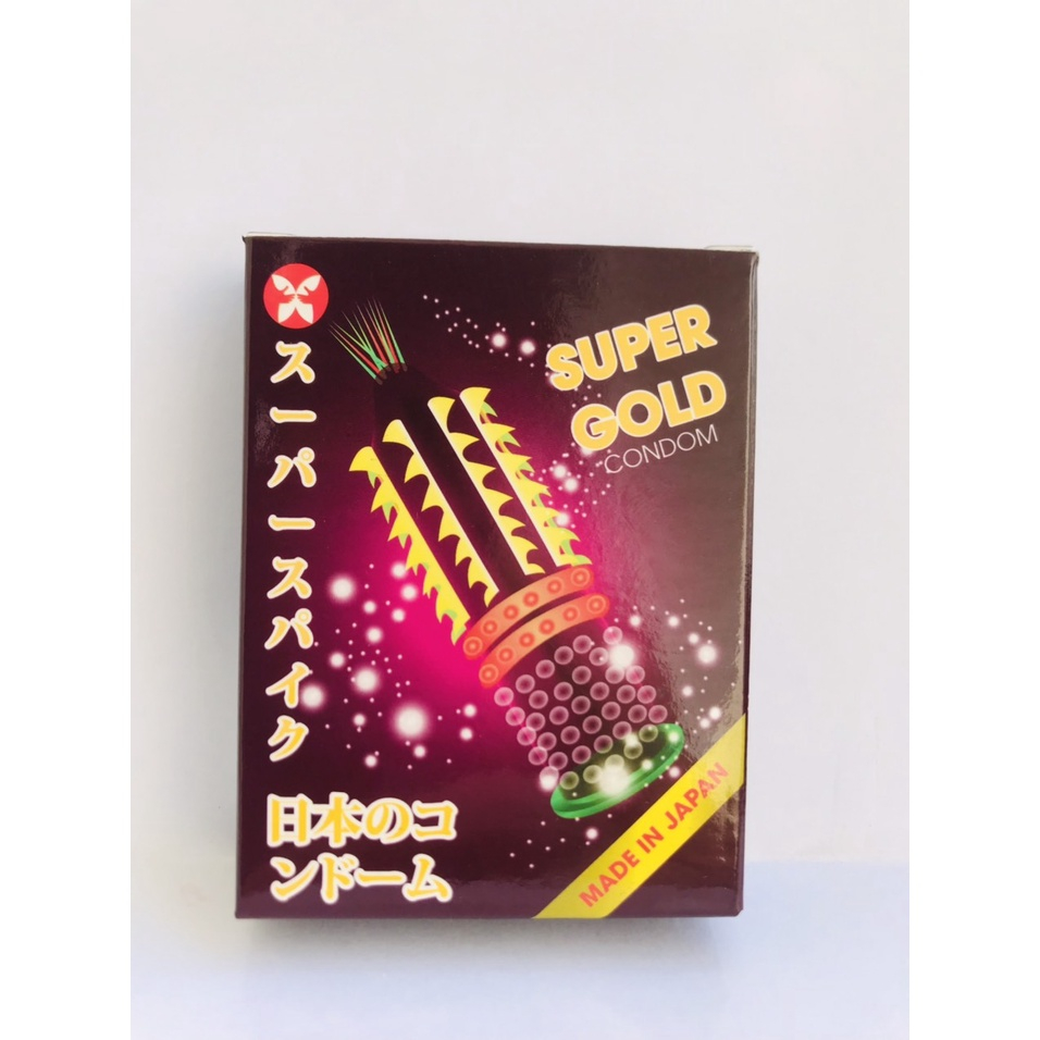 Bao cao su gai bi râu Super Gold, bao cao su bi gân gai lớn kéo dài thời gian quan hệ hộp 2 cái - Safe HN