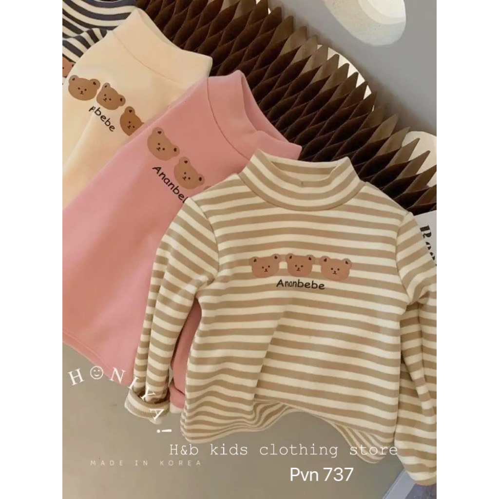 Áo giữ nhiệt cho bé , áo zip lông 2 mặt họa tiết gấu đáng iu cho bé 8-25kg