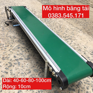 Băng tải truyền xích có điều tốc, chiều dài 40cm - 60cm - 80cm - 100cm, rộng 10cm (Động cơ DC 12-24v, đồ gá bằng sắt)