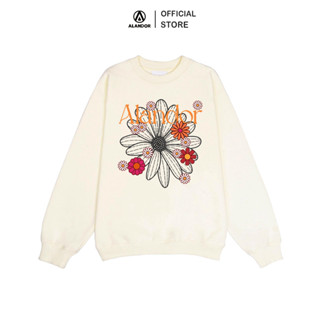  Áo sweater Alandor local brand form rộng tay dài chất vải nỉ bông cotton mềm mịn mẫu hoa Chrysanthemum 