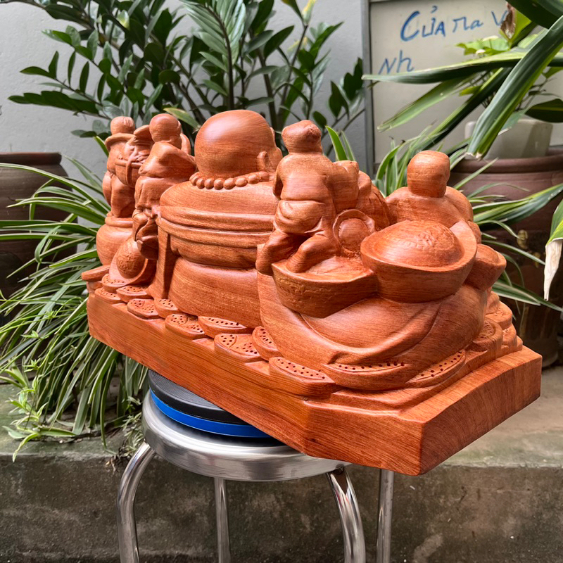 Tượng phật di lặc ngũ phúc gỗ hương ngang 30, 40, 50cm