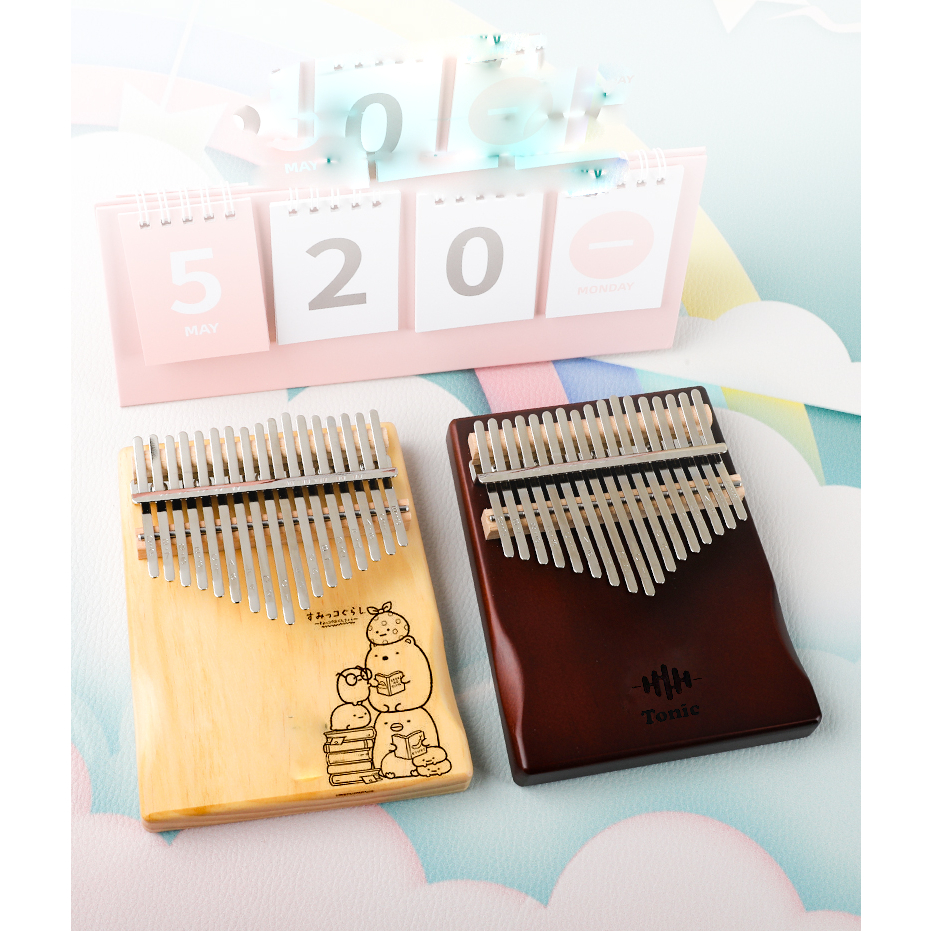 Đàn kalimba gỗ cao cấp Tonic 17 phím cho bạn mới tập chơi âm vang hay hình khắc cute