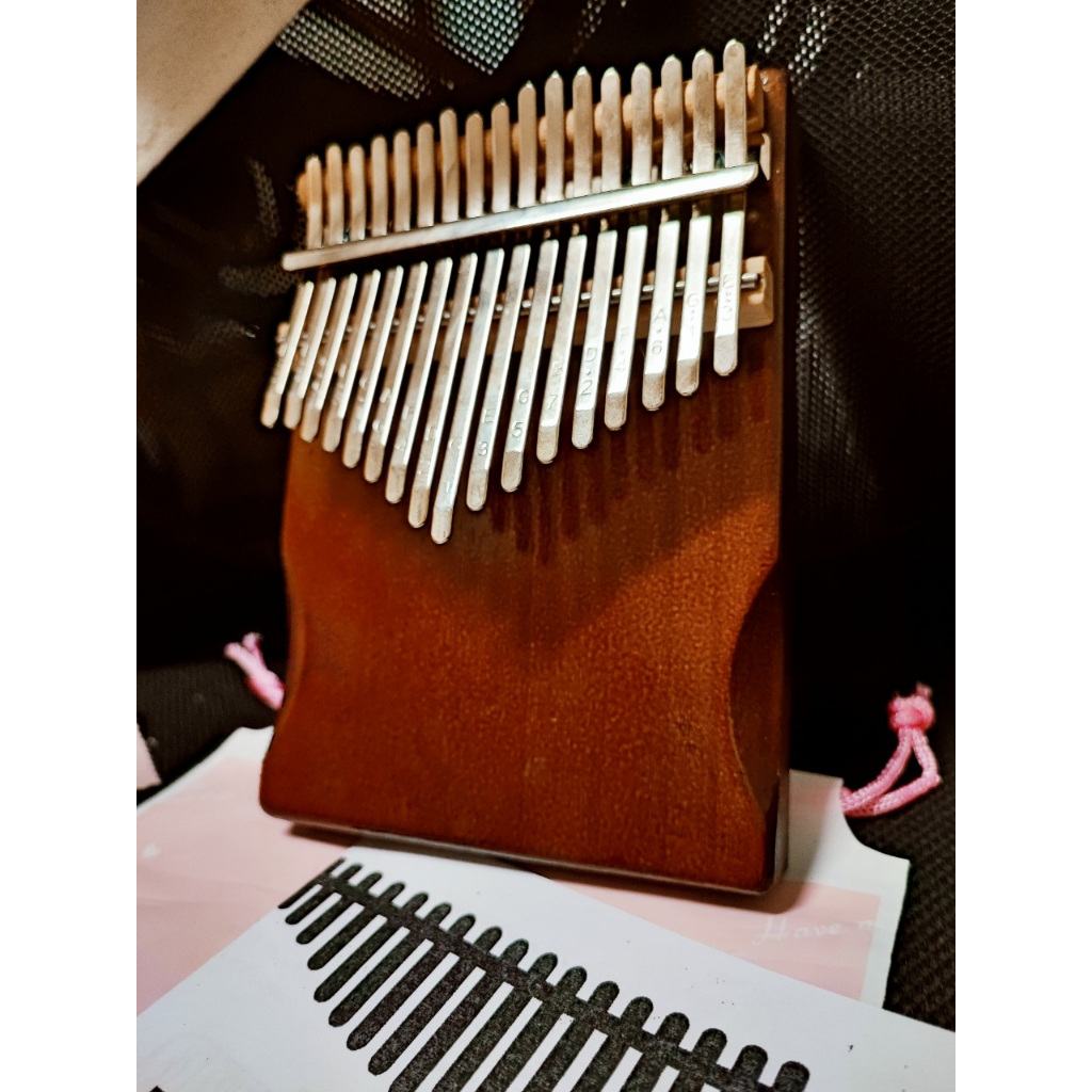 Đàn kalimba gỗ cao cấp Tonic 17 phím cho bạn mới tập chơi âm vang hay hình khắc cute