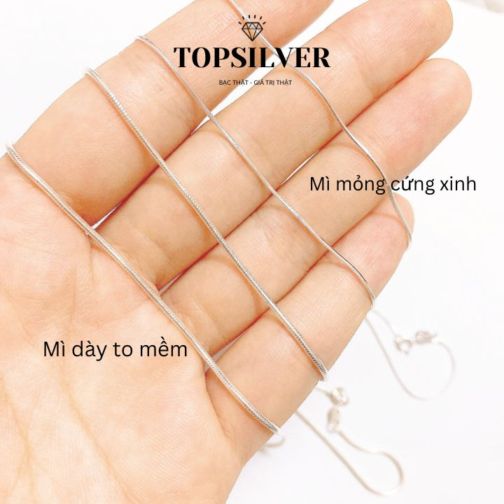 Dây chuyền mì Bạc 2 loại dày và mỏng không mặt TOPSILVER