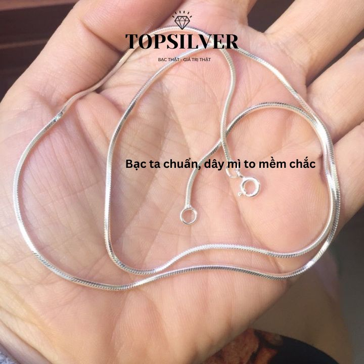 Dây chuyền mì Bạc 2 loại dày và mỏng không mặt TOPSILVER
