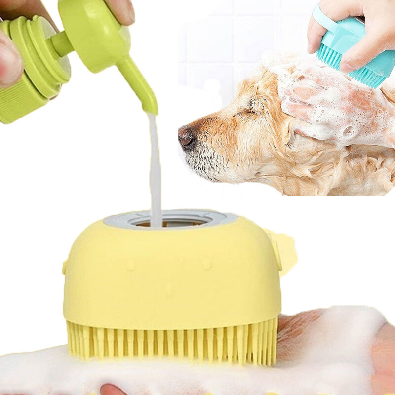 Phụ kiện tắm chó mèo ECOPETS bàn chải silicon tạo bọt massage chó mèo có chỗ đựng sữa tắm nhựa an toàn