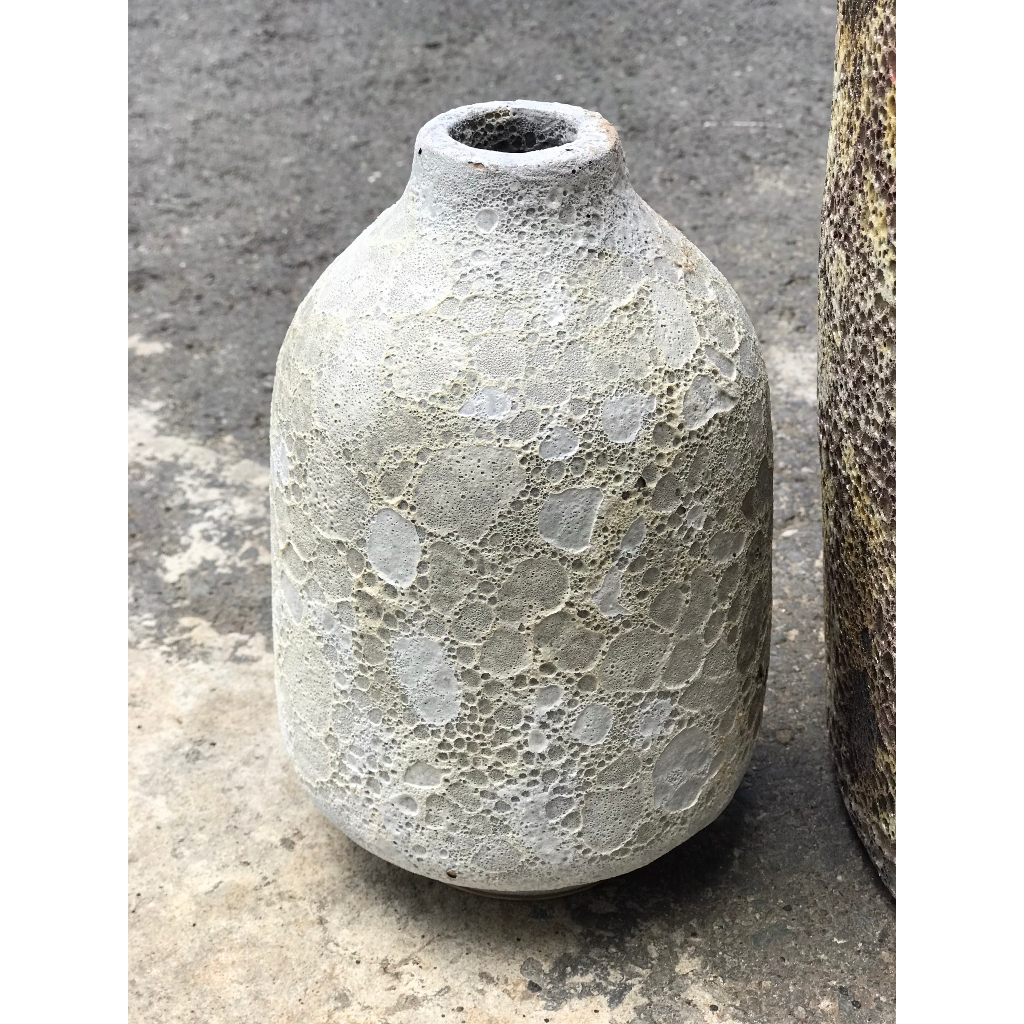 BỘ BÌNH HOA MEN SÔI MINI TRẮNG PHẤN TRANG TRÍ DECOR CẮM HOA