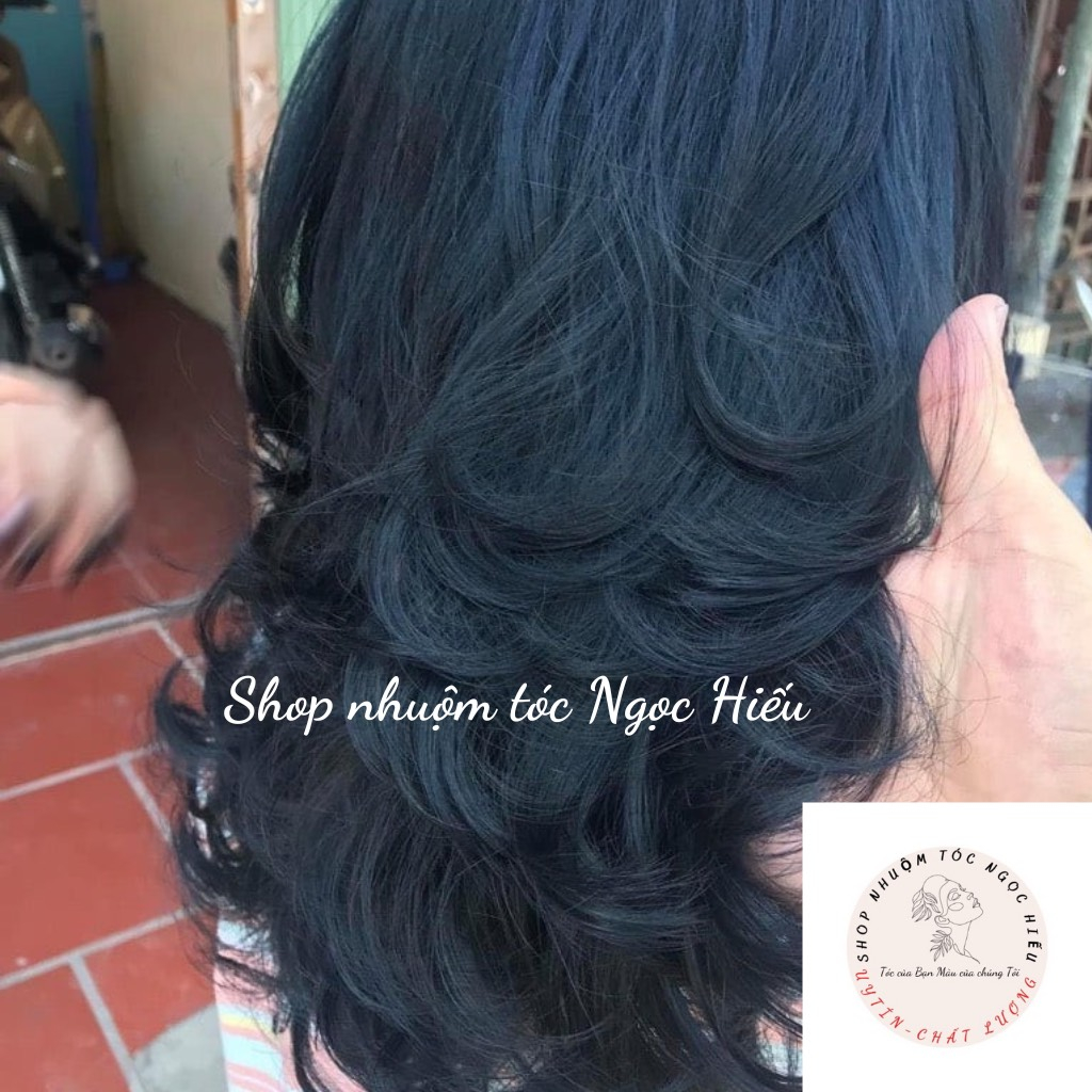Thuốc Nhuộm Tóc Màu XANH ĐEN  Tặng kèm oxi và gang tay