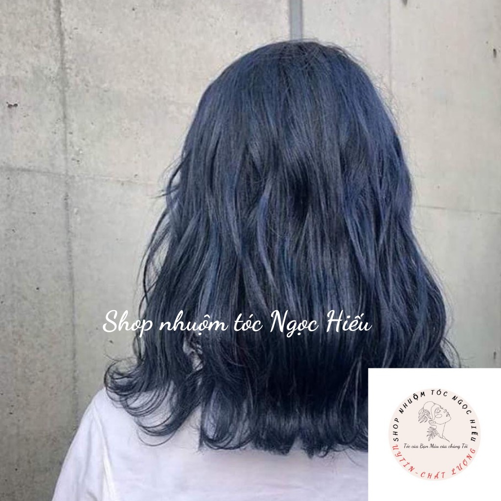 Thuốc Nhuộm Tóc Màu XANH ĐEN  Tặng kèm oxi và gang tay