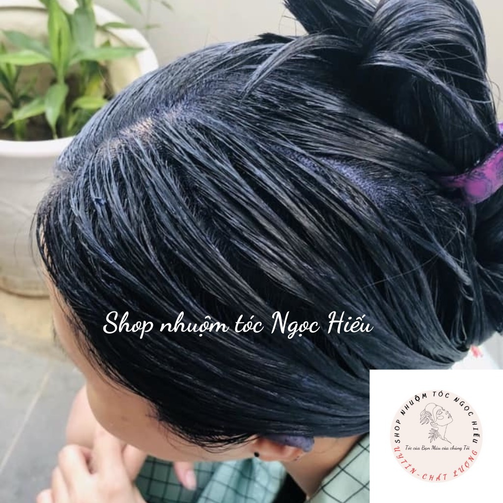 Thuốc Nhuộm Tóc Màu XANH ĐEN  Tặng kèm oxi và gang tay