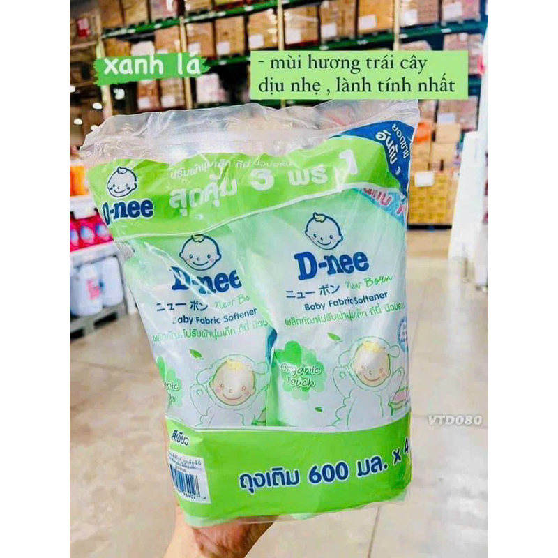 Nước xả vải Dnee Thái Lan Túi 550ml, nước xả làm mềm vải nhiều mùi hương cho bé