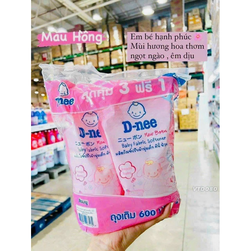 Nước xả vải Dnee Thái Lan Túi 550ml, nước xả làm mềm vải nhiều mùi hương cho bé