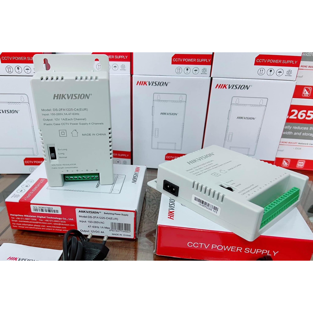 Nguồn tổng cho 4/8 cam Hikvision DS-2FA1225-C4, DS-2FA1205-C8 chuẩn điện áp đầu ra 1A, chính hãng 12 tháng
