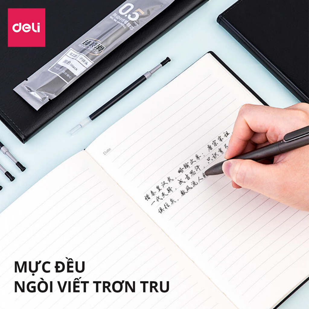 Combo 20 ruột bút gel S221 Deli 0.5mm dùng cho bút bi nước A575 không gai viết trơn tru phù hợp học sinh văn phòng